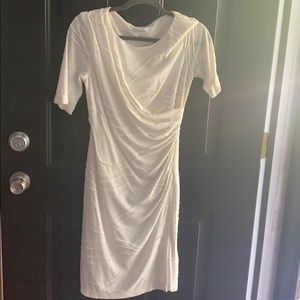 Dress barn faux wrap white textured dress size 4